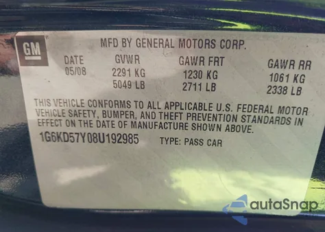 2008 Cadillac Dts 1Sc z USA, uszkodzony, nr VIN 1G6KD57Y08U192985